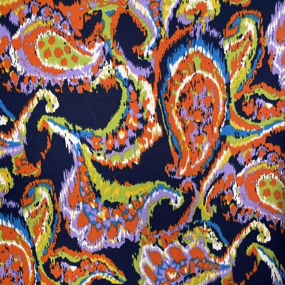 Tracy Negoshian Small Dress Blue Orange Paisley Game Day Stretch 3/4 Sleeve NWT - Picture 3 of 10